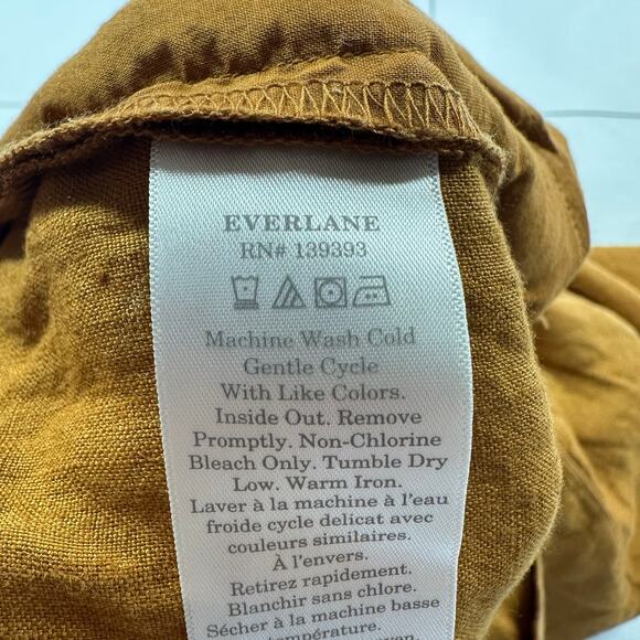 Everlane Shorts Womens Medium Orange Brown Linen Boxer Relaxed Pull On Travel - Picture 6 of 14
